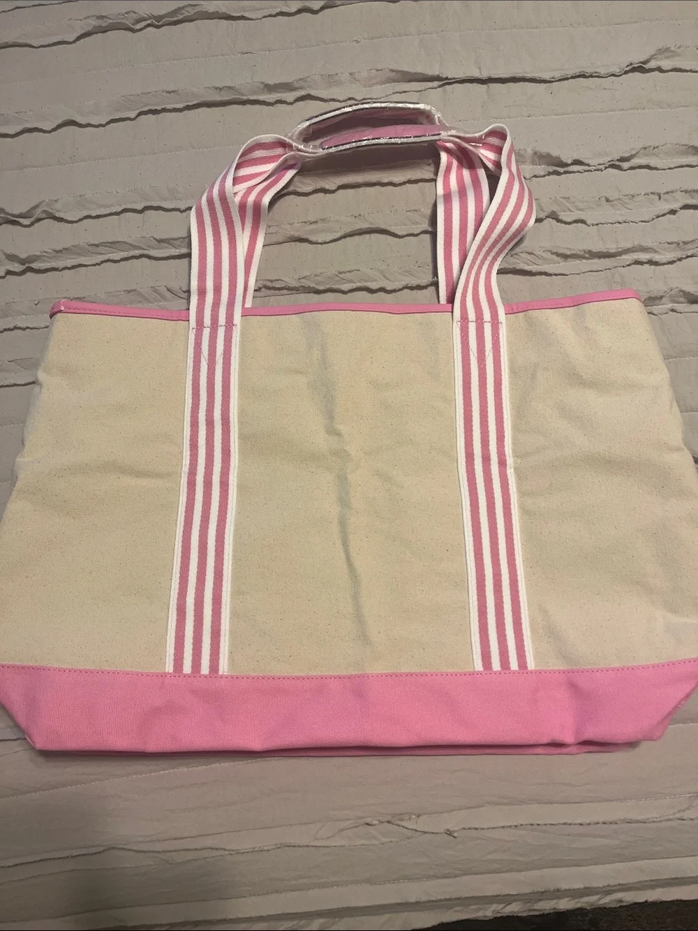 Victoria's Secret Pink and Cream Canvas Tote Bag